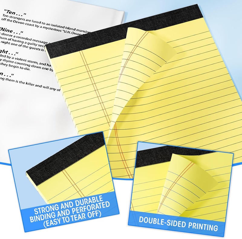 Ciphyfee 6pcs Legal Pads 8.5 x 11, Notepads 8.5 x 11 Inch, Color Note Pads Clear Print Writing Pads of Paper, Memo Pads , Perforate Legal Notepads Paper , Wide Ruled Lined with Sturdy Back,30 Sheets/Pack - Image 4